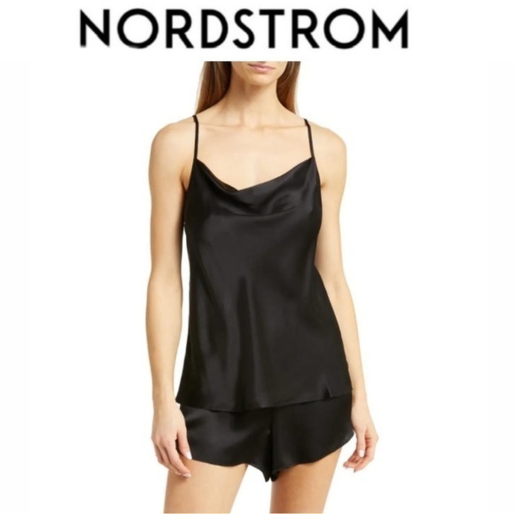 Nordstrom Washable Silk Short Pajamas in Black sz XS NWT